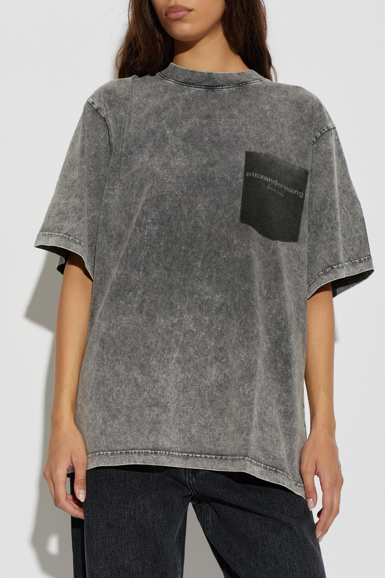 Grey T-shirt with logo Alexander Wang - Vitkac France